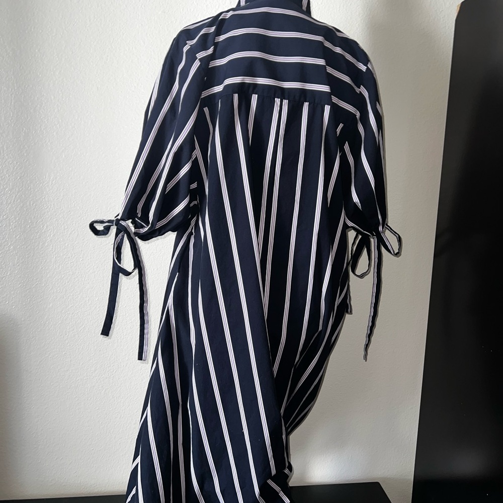 Zara Basic Collection Drk Blue Striped Swing Dres… - image 4